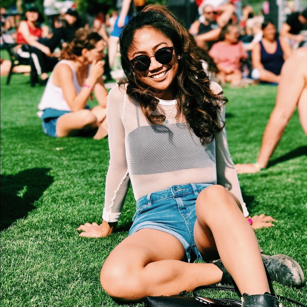 White mesh festival top